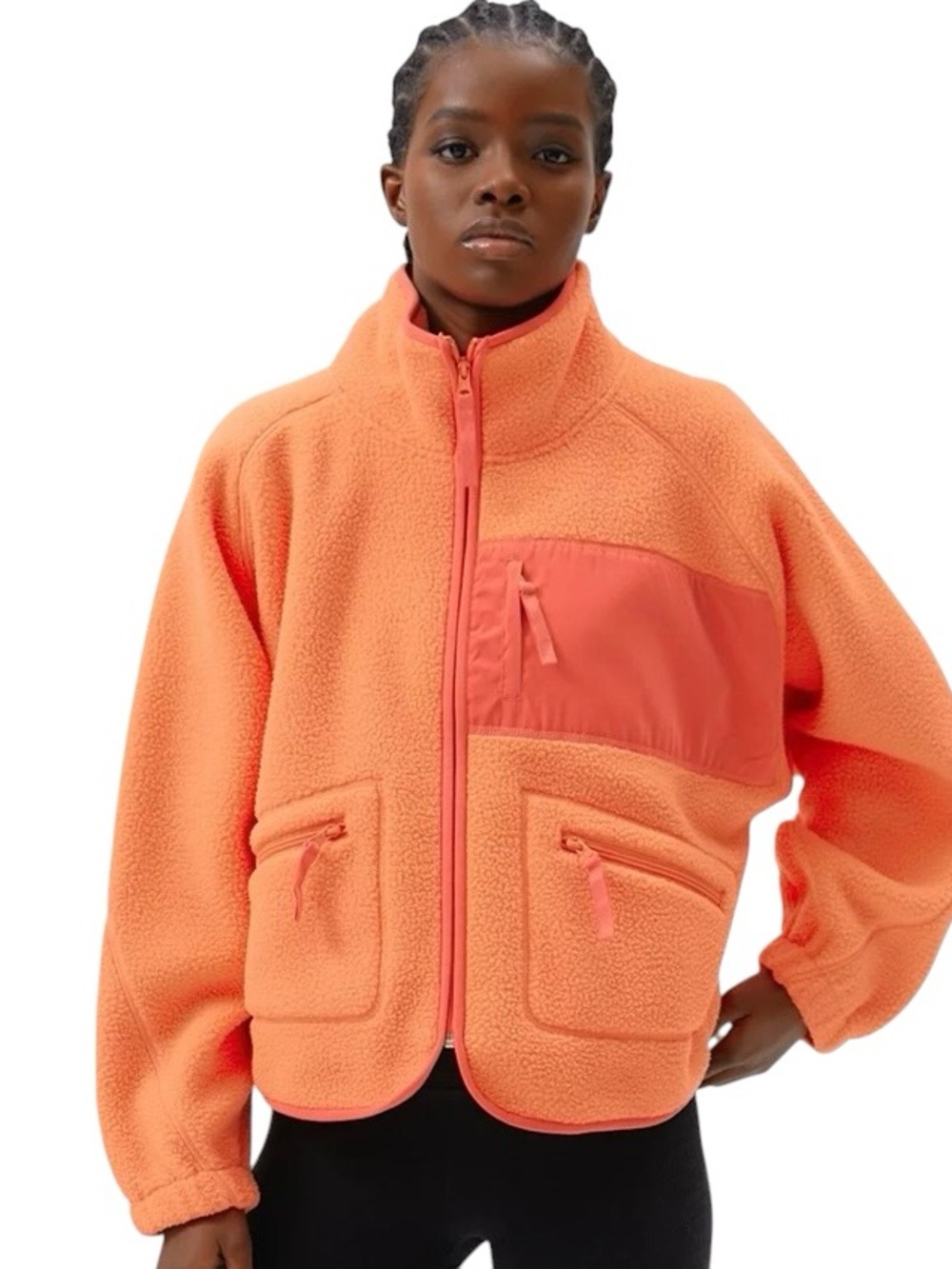 BDG Orange Stormie Plush Fleece Jacket